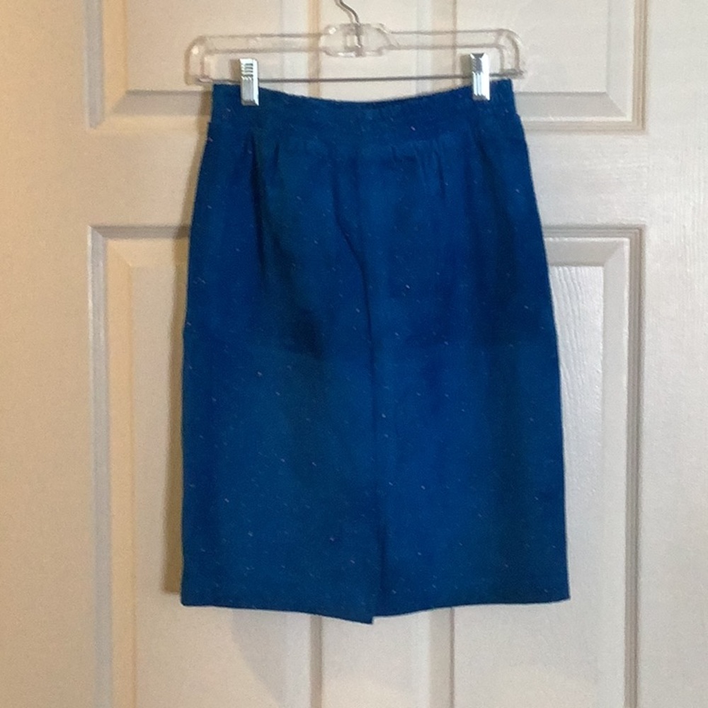 Vintage EJ Harper Royal Blue Two Piece Suede Skirt Set - Picture 4 of 9